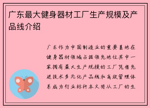 广东最大健身器材工厂生产规模及产品线介绍
